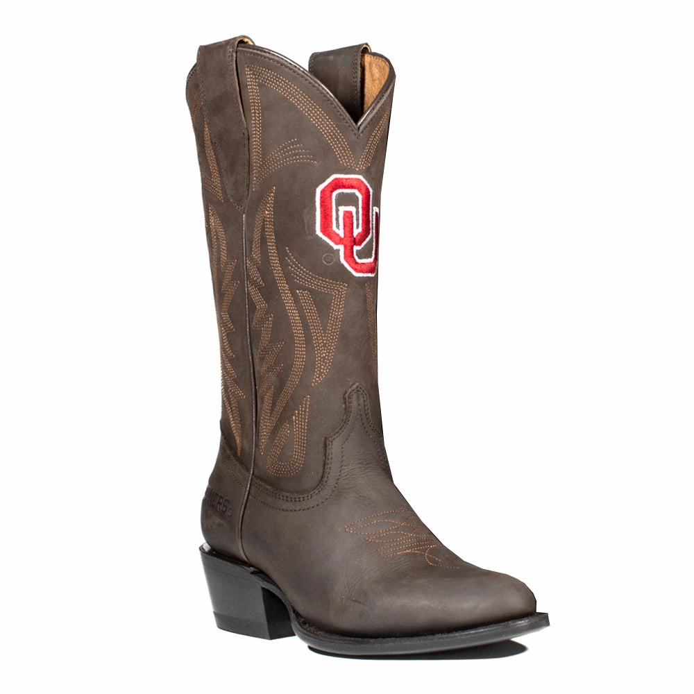 University of Oklahoma Embroidered Round Toe Pull On Cowboy Boots Summer Breathable mesh lining