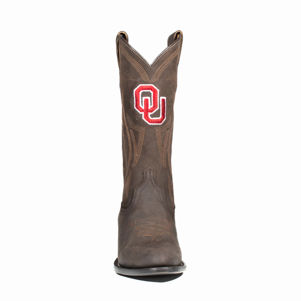 University of Oklahoma Embroidered Round Toe Pull On Cowboy Boots shock - absorbing sole