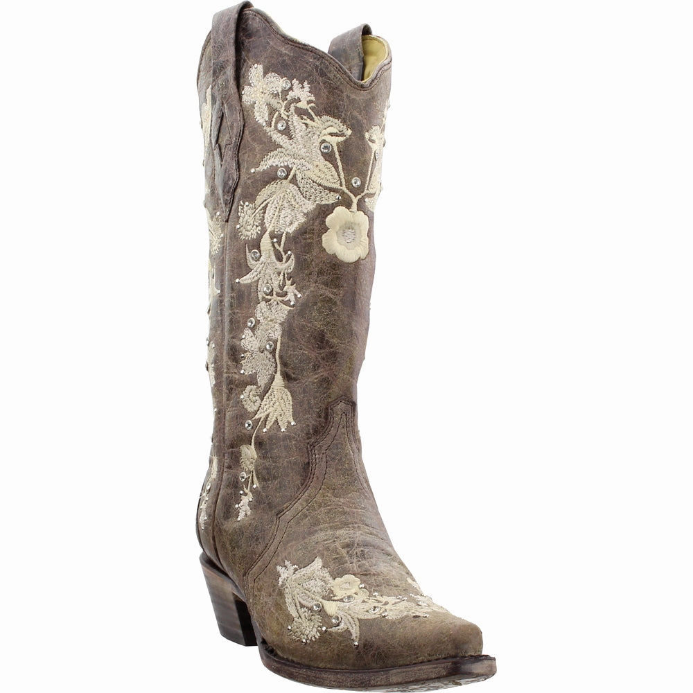 Floral Rhinestone Embroidered Snip Toe Cowboy Boots passionate runners Multi-functional performance