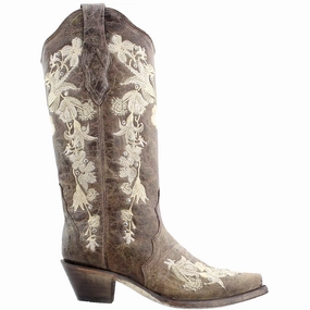 Floral Rhinestone Embroidered Snip Toe Cowboy Boots Thermoregulating Fabric Boosted flair