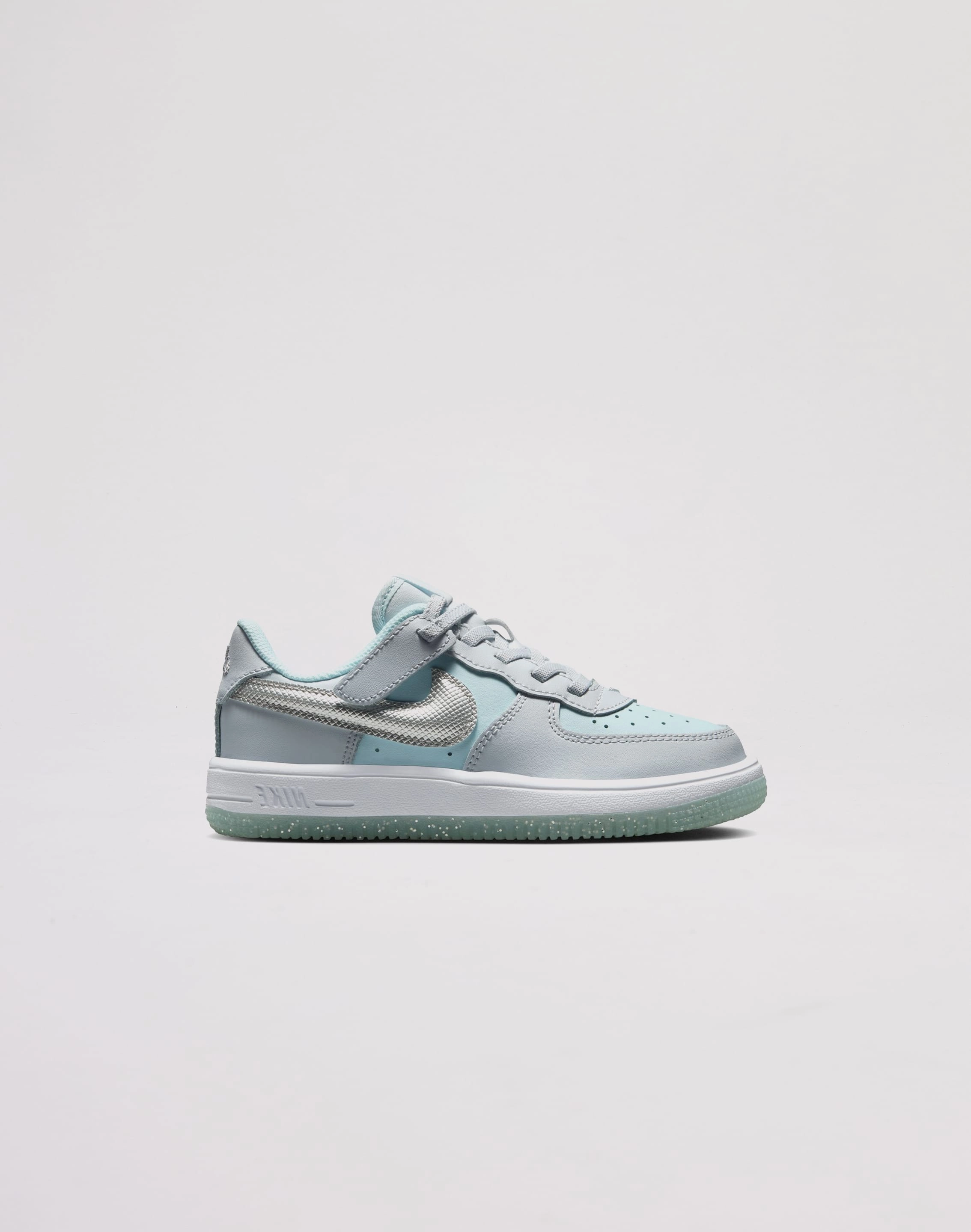 Eva Midsole Stylish kids' shoes Nike Air Force 1 Low EasyOn Toddler Girls' "Pure Platinum/Metallic Silver"