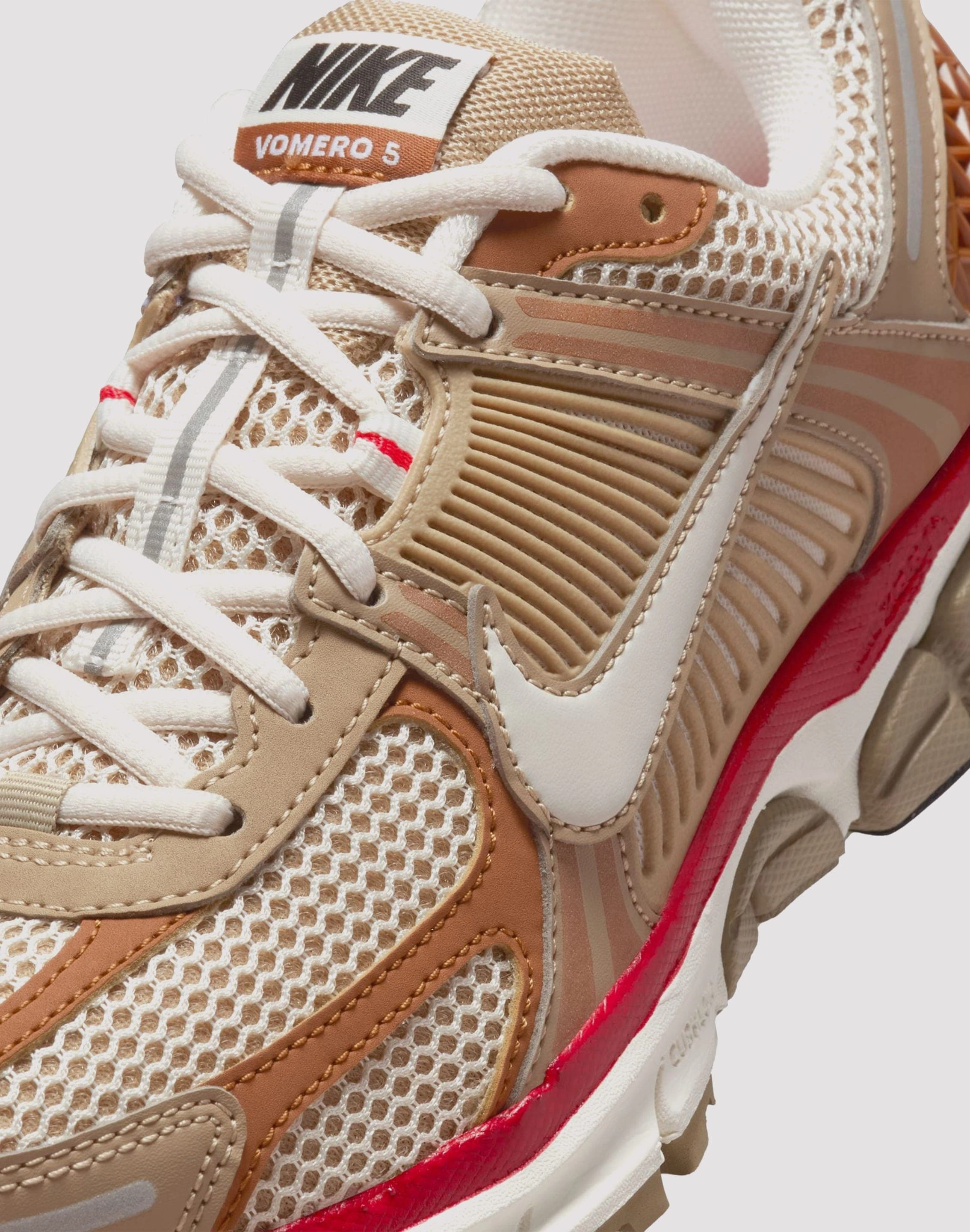 Nike Zoom Vomero 5 "Khaki/Phantom/Fire Red/Sail" lugged outsole shoes Torque Control System