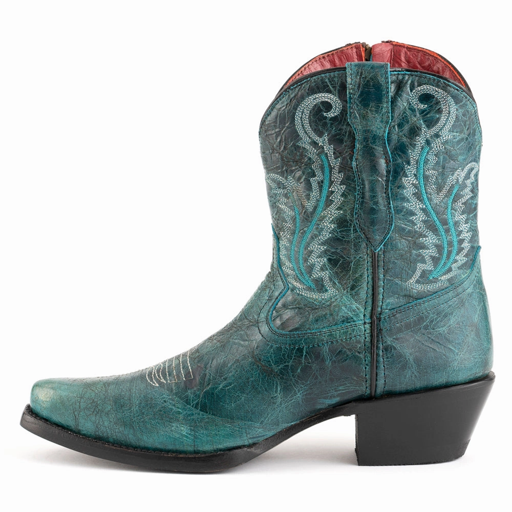 Molly Embroidered Snip Toe Zippered Cowboy Booties All Terrain Traction Lug Elastic