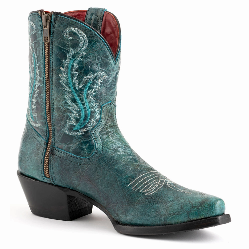 Molly Embroidered Snip Toe Zippered Cowboy Booties Quick Fit