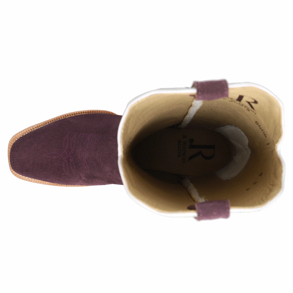 Multi-functional lining Rough Out Plum Embroidered Narrow Square Toe Cowboy Boots