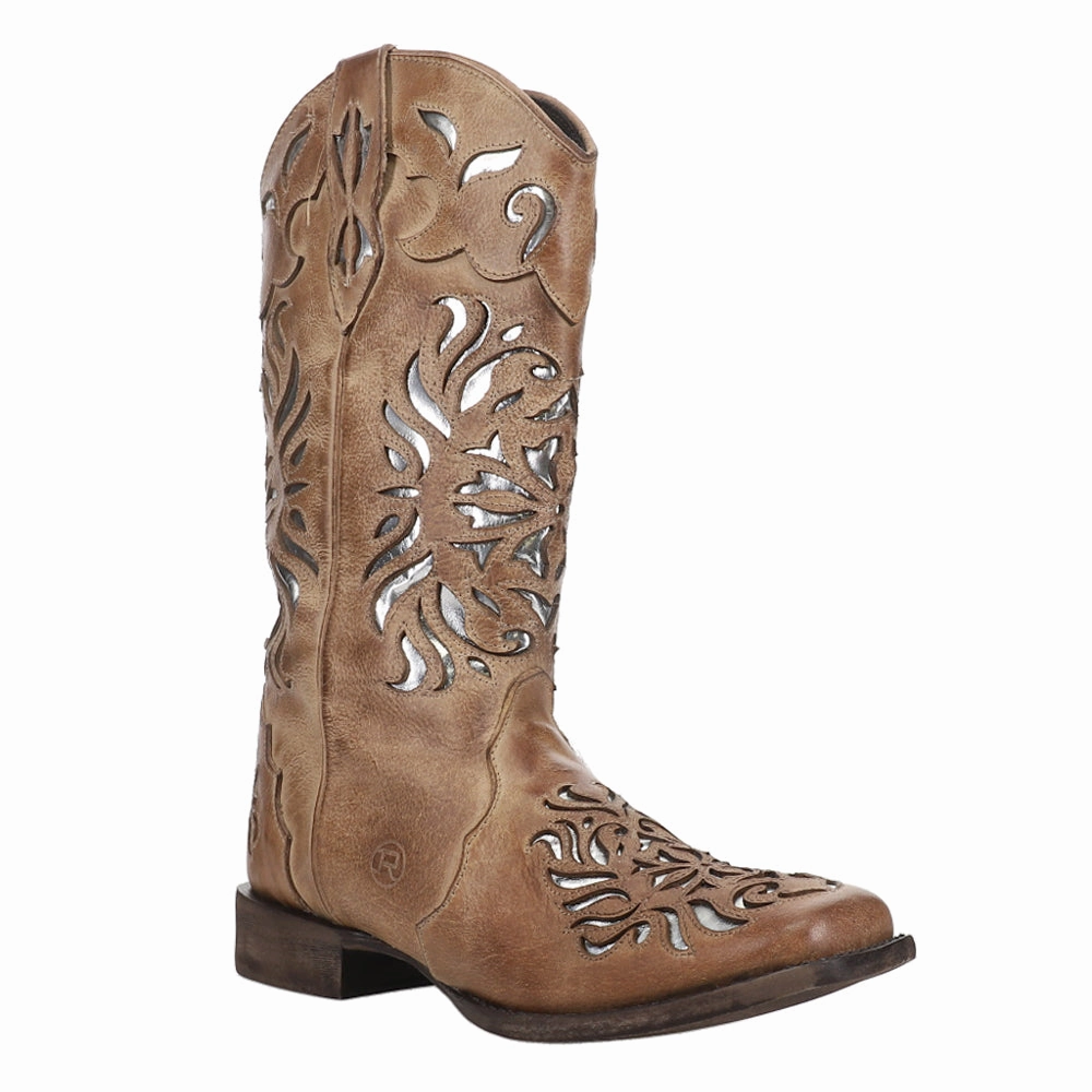 Handmade Lightweight Composite Material Belle II Tooled Inlay Square Toe Cowboy Boots