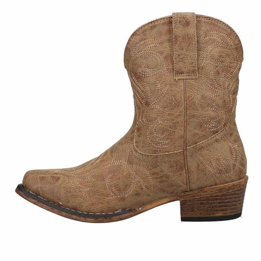 Water Resistant Design Riley Shorty Embroidered Snip Toe Cowboy Booties