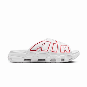 Air More Uptempo Slide 'White Red' Effortless Silhouette