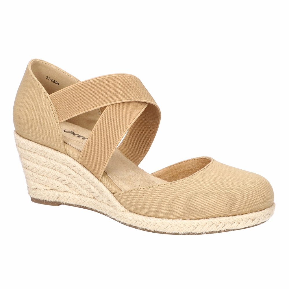 Pari Round Toe Espadrille Wedge Pumps Stretchy sole