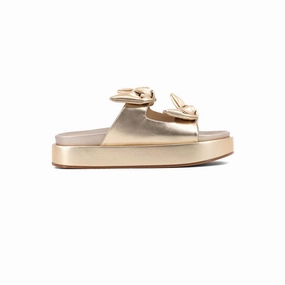 Kiki Metallic Platform Slide Sandals Ergonomic Footbed