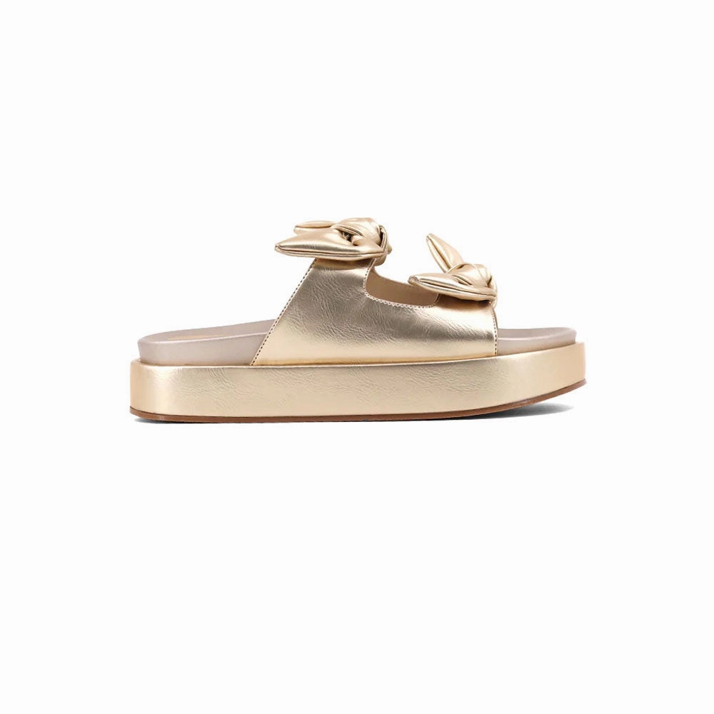 Kiki Metallic Platform Slide Sandals Ergonomic Footbed