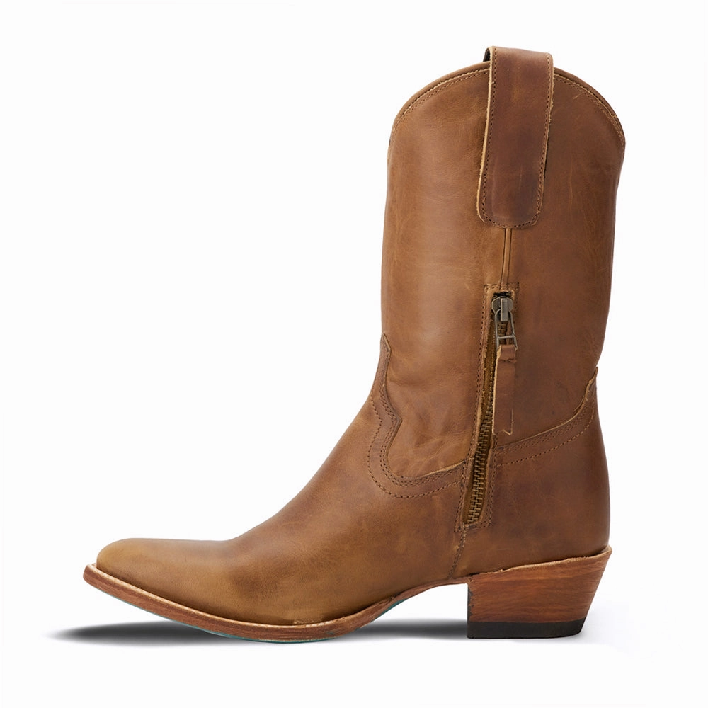 Plain Jane Round Toe Midi Zippered Cowboy Boot Flat Pressure Relief