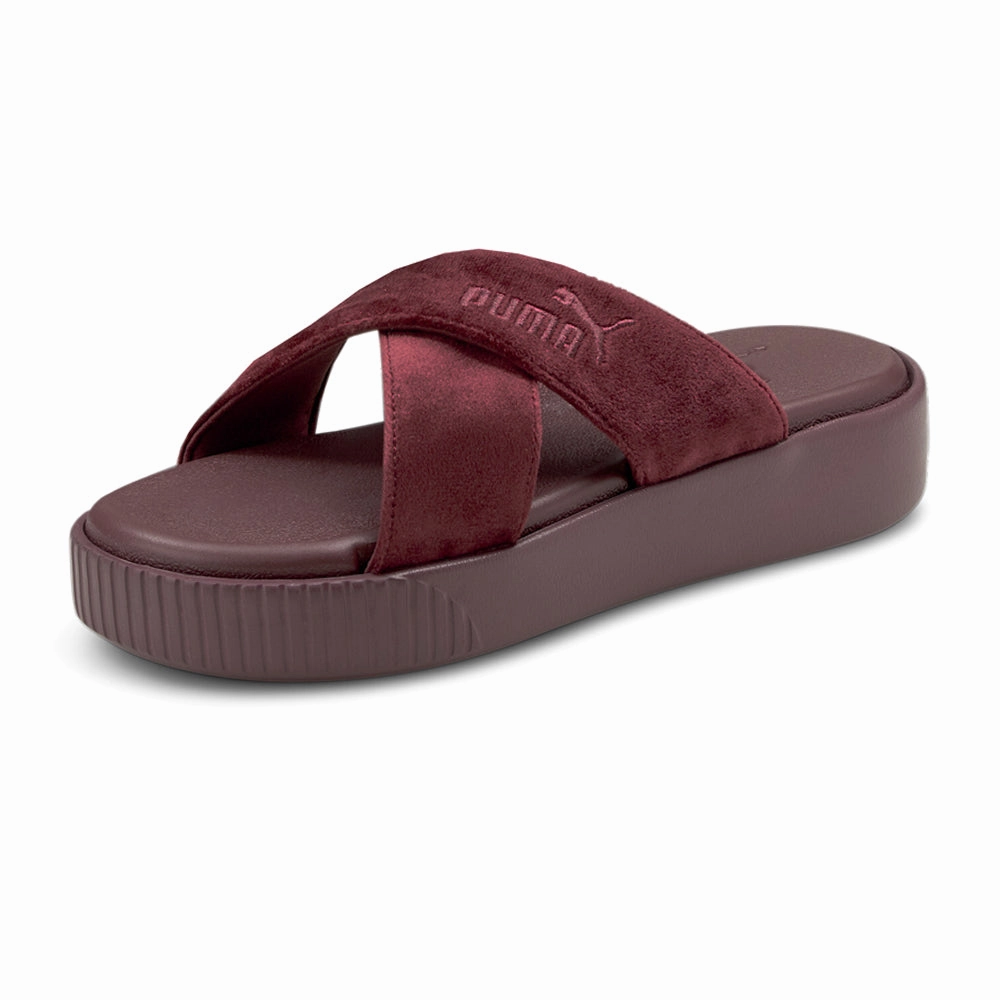 required Air Cushioned Heel Platform Velvet Slides Sandals