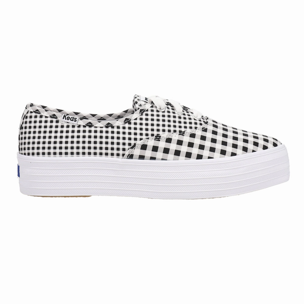 grip - strength - level Zero Drop Platform Point Canvas Gingham Lace Up Sneakers