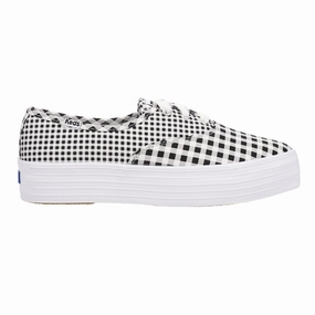 grip - strength - level Zero Drop Platform Point Canvas Gingham Lace Up Sneakers
