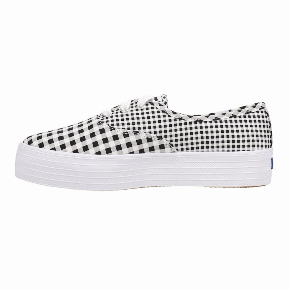 Point Canvas Gingham Lace Up Sneakers Traction Grip