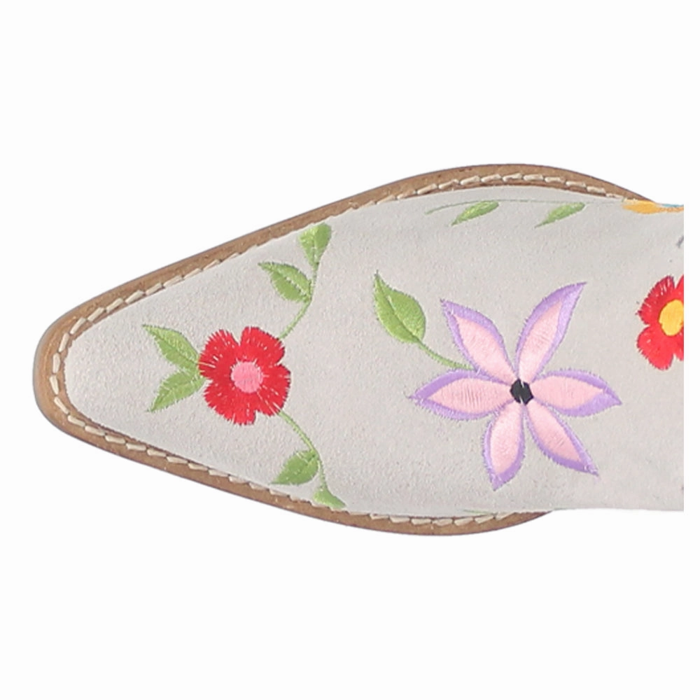 Flower Power Embroidered Floral Snip Toe Pull On Cowboy Boots Torsional Stability Plate boots
