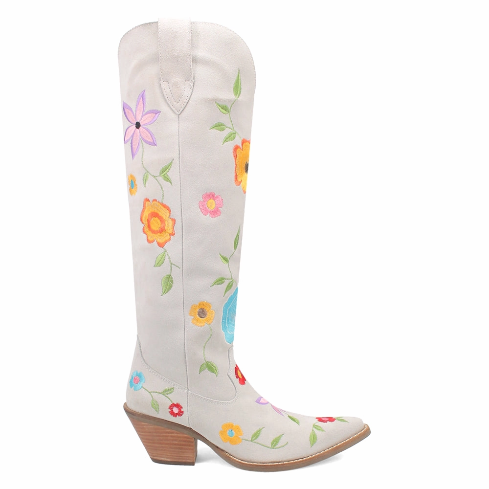Flower Power Embroidered Floral Snip Toe Pull On Cowboy Boots slip - on most