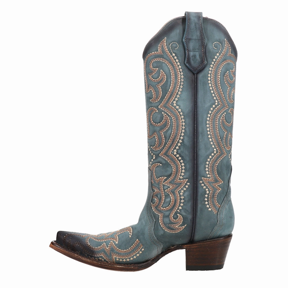 Blue Jean Embroidered Snip Toe Cowboy Boots Versatile lining