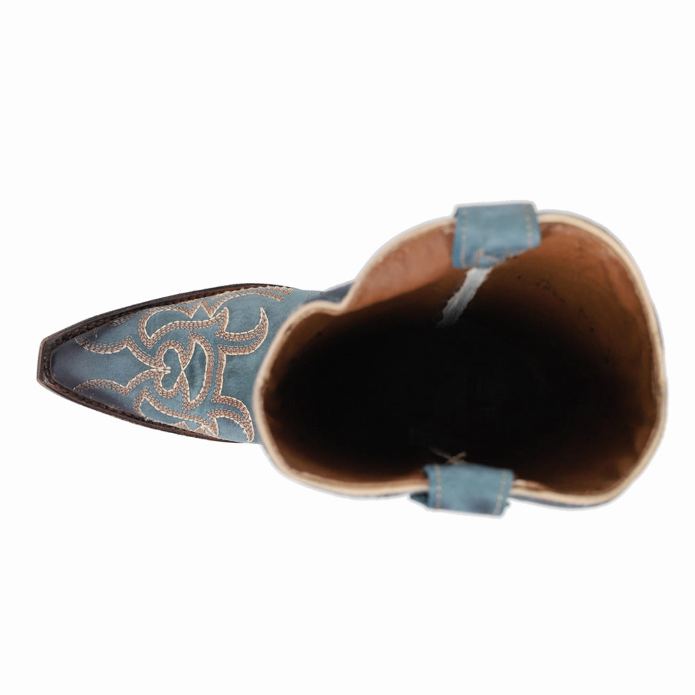 Blue Jean Embroidered Snip Toe Cowboy Boots hardest snowy - weather