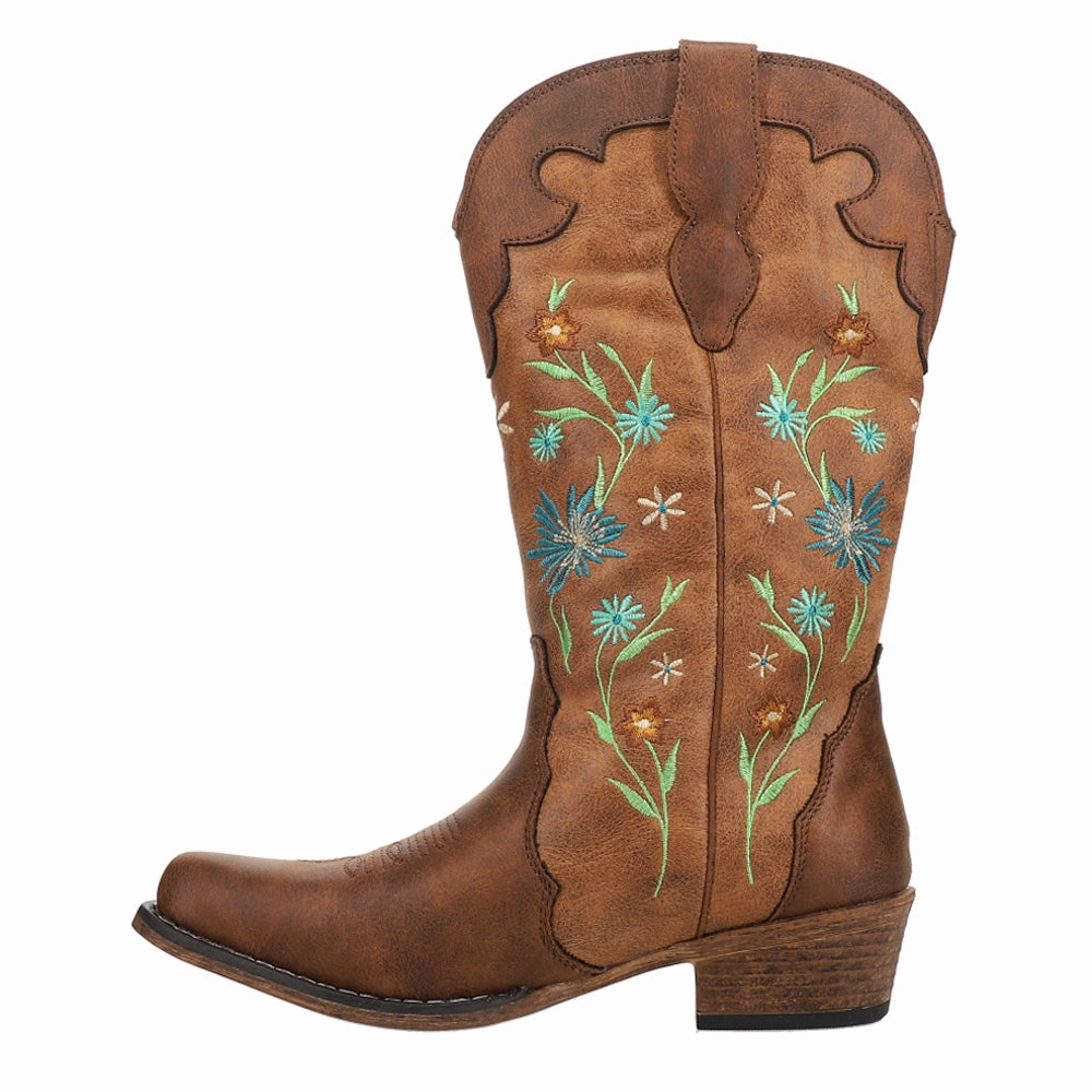 Classy Fit Riley Blossom Floral Embroidered Snip Toe Cowboy Boots