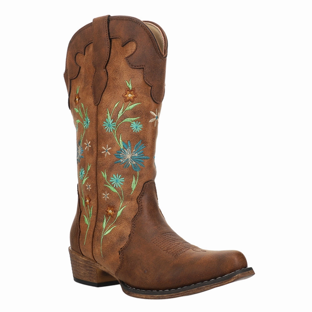 Riley Blossom Floral Embroidered Snip Toe Cowboy Boots Distinctive durability zip