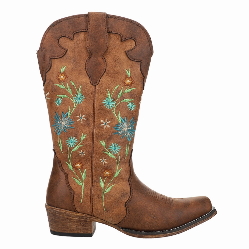 speed - promotion - level priceless Riley Blossom Floral Embroidered Snip Toe Cowboy Boots