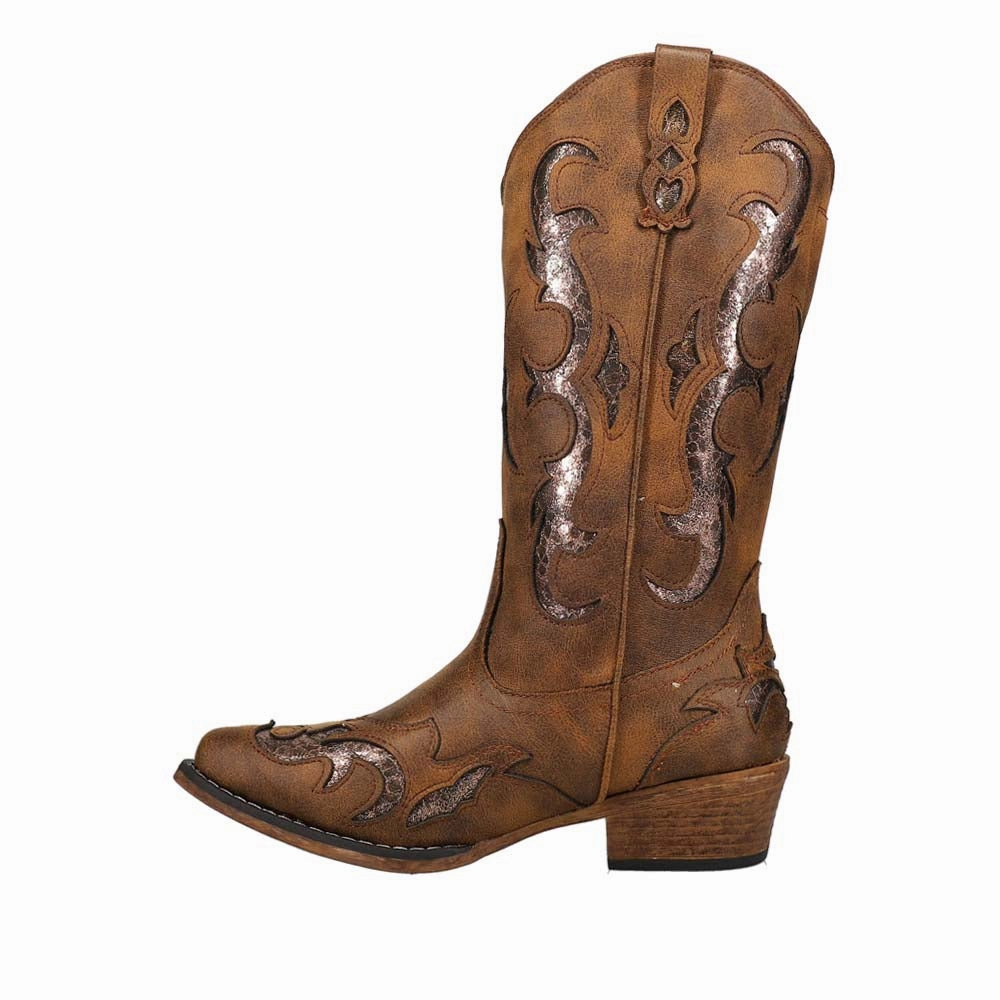 Adjustable Closure Mechanism Multi-functional breathability Riley Flextra Metallic Underlay Snip Toe Cowboy Boots