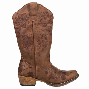 Riley Flowers Floral Embroidered Snip Toe Cowboy Boots Recycled Outsole Components All Weather Performance