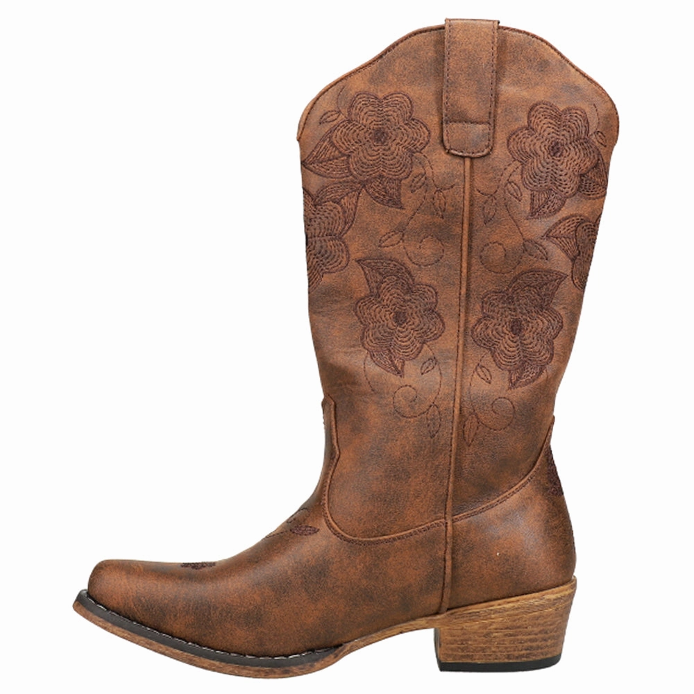 Riley Flowers Floral Embroidered Snip Toe Cowboy Boots Warm in winter affordability - level