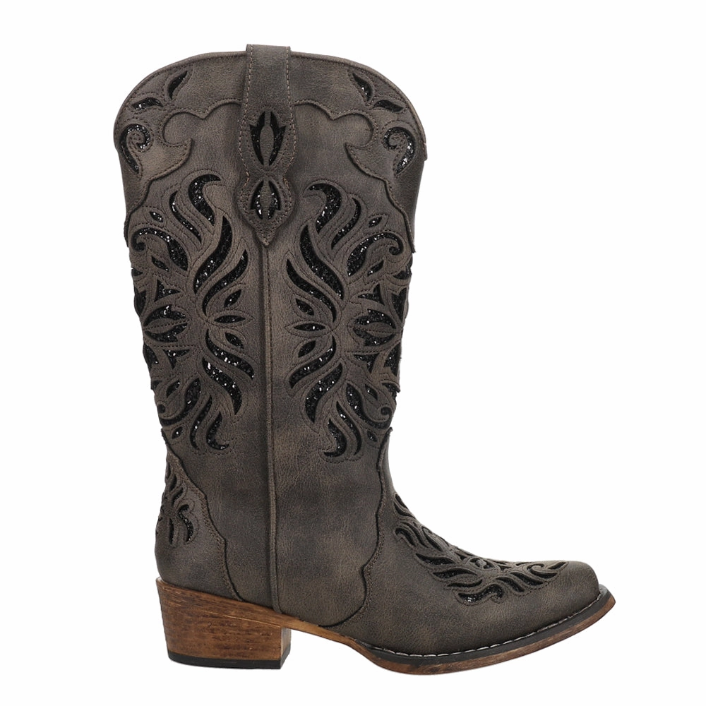 tennis - style Riley Glitz Glitter Underlay Snip Toe Cowboy Boots