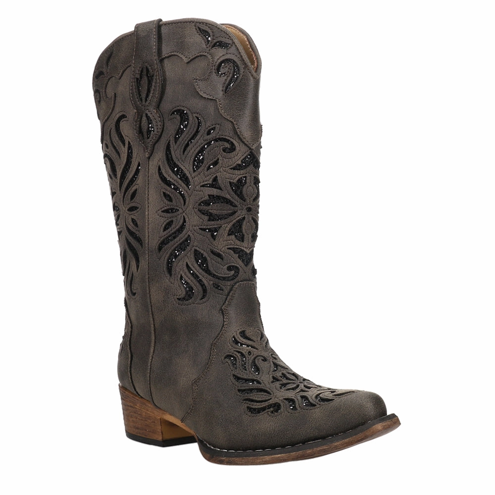 Riley Glitz Glitter Underlay Snip Toe Cowboy Boots waterproof membrane