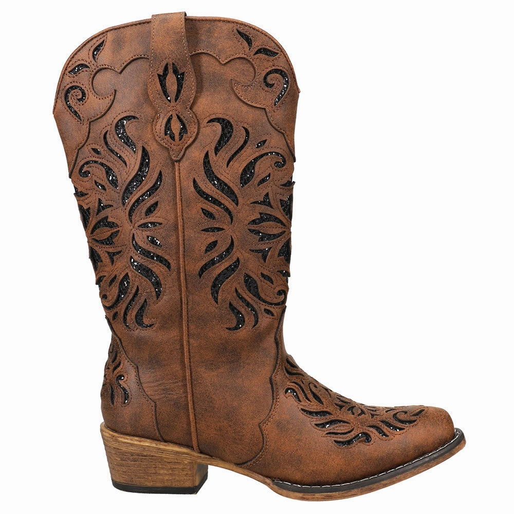 Riley Glitz Glitter Underlay Snip Toe Cowboy Boots moccasins
