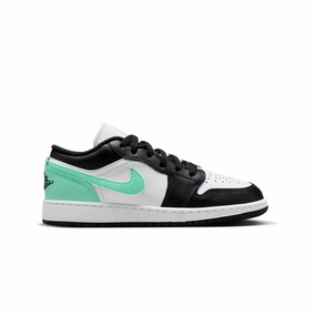 Kids Air Jordan 1 Low 'White Green Glow' Wide Heel Base pumps