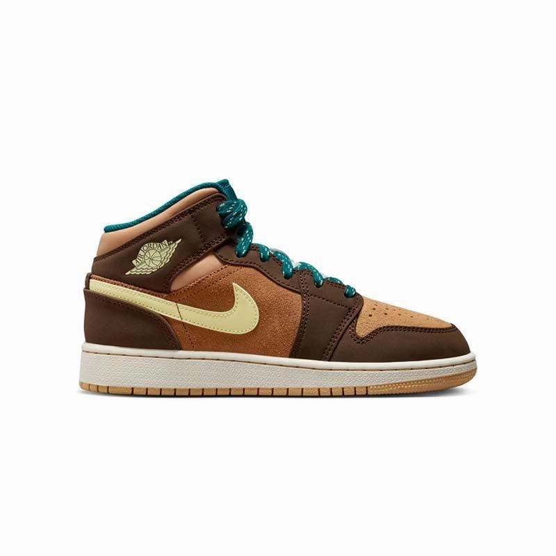 Kid's Air Jordan 1 Mid SE 'Cacao Wow' well-made Reflective Safety Details