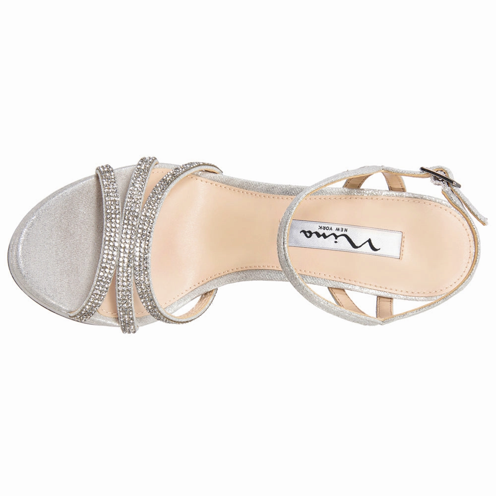 Saralyn Metallic Rhinestone Ankle Strap Platform Block Heel Sandals Fashion-forward style