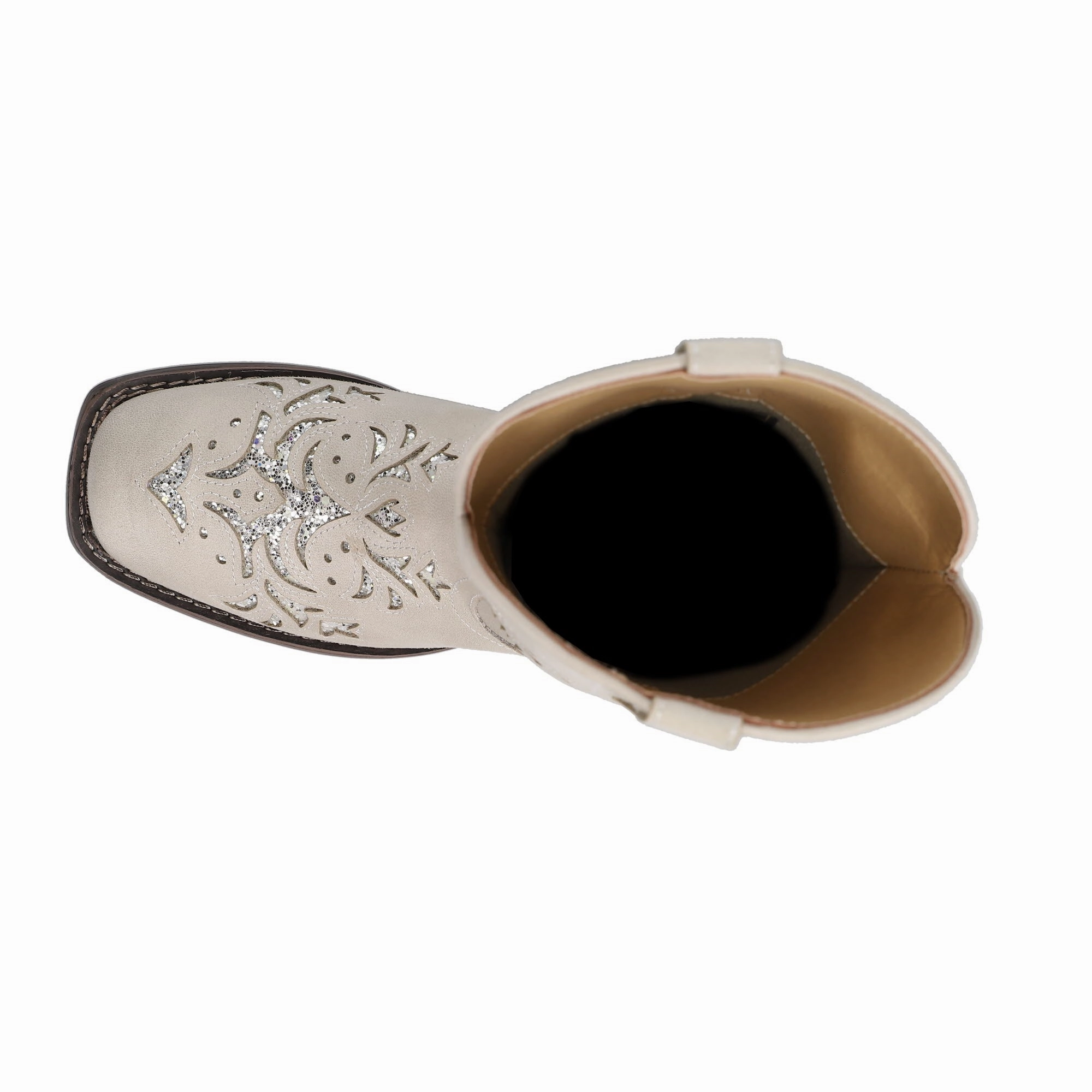 Pressure Dispersing Design Kennedy Tooled-Inlay Glitter Square Toe Pull On Cowboy Boots