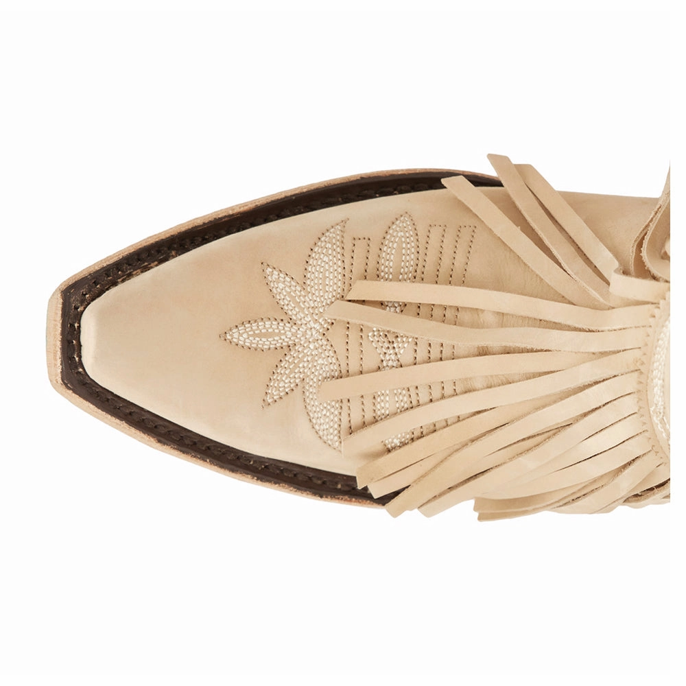 Boosted flair Senita Falls Embroidered Fringe Snip Toe Bootie