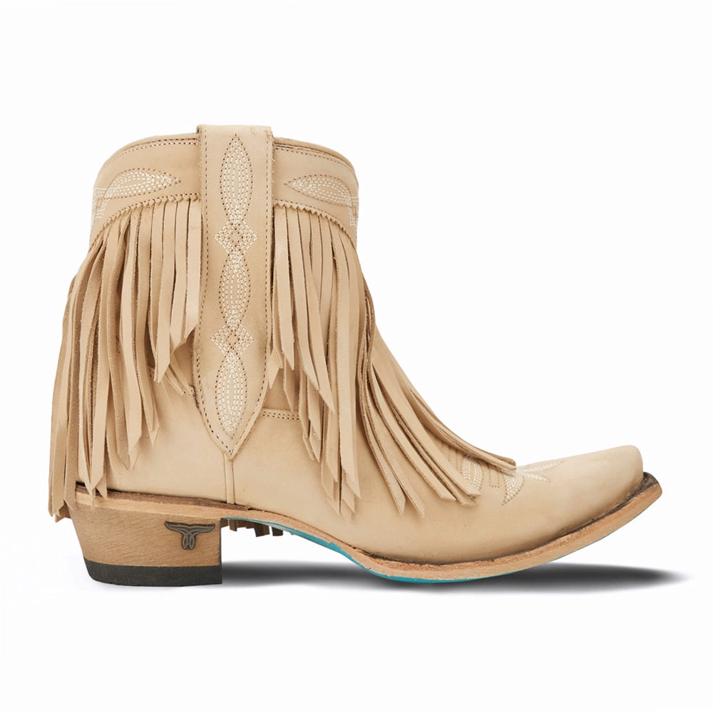 Senita Falls Embroidered Fringe Snip Toe Bootie Established