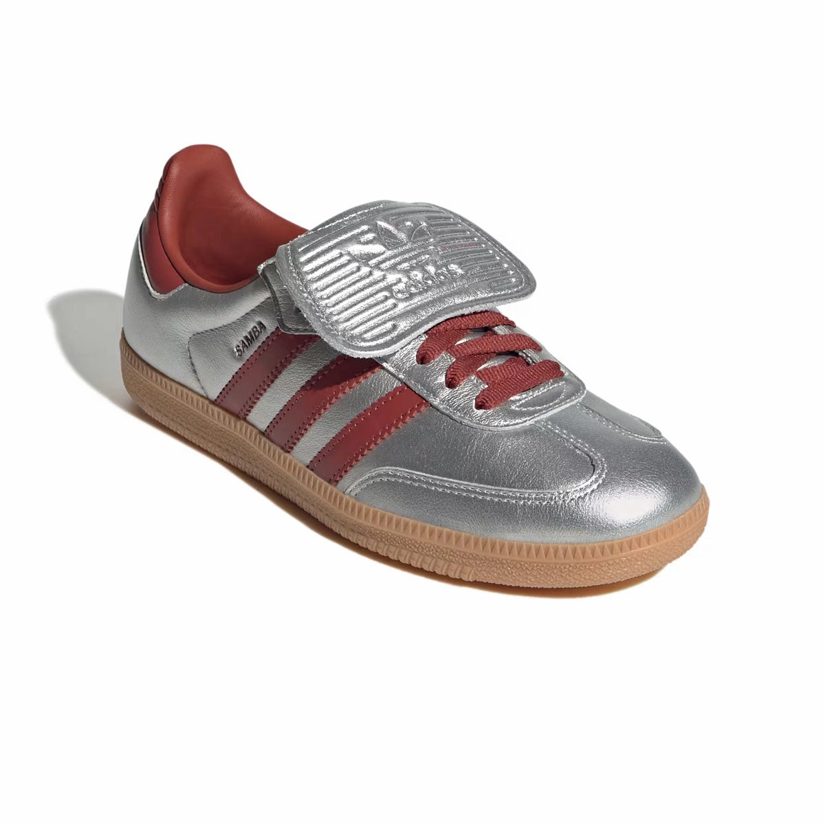 Wmns Samba Long Tongue 'Silver Metallic Preloved Ruby' Sustainable Leather Collapsible Heel Design