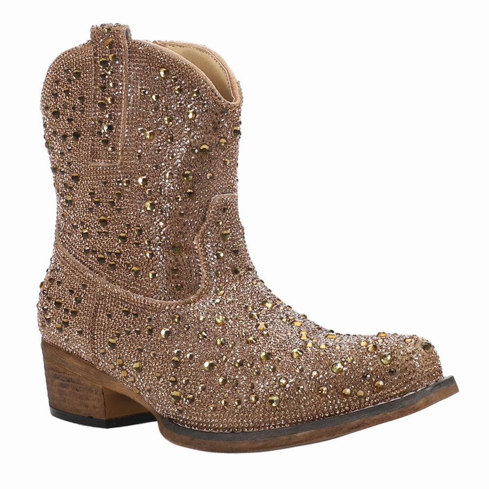Medium Neutral Stride Engineering Shay Jewells Rhinestone Snip Toe Cowboy Booties