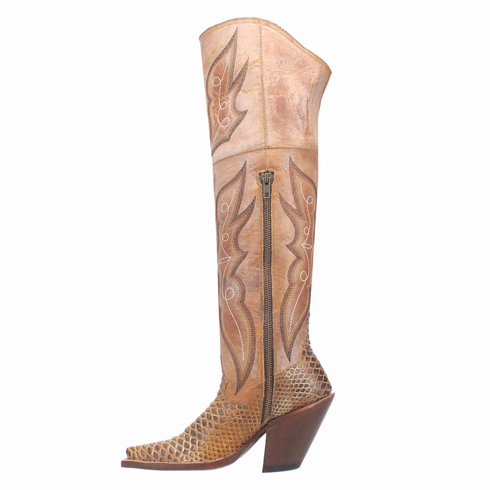 Aretha Embroidery Python Print Snip Toe Cowboy Boots sueded fabric