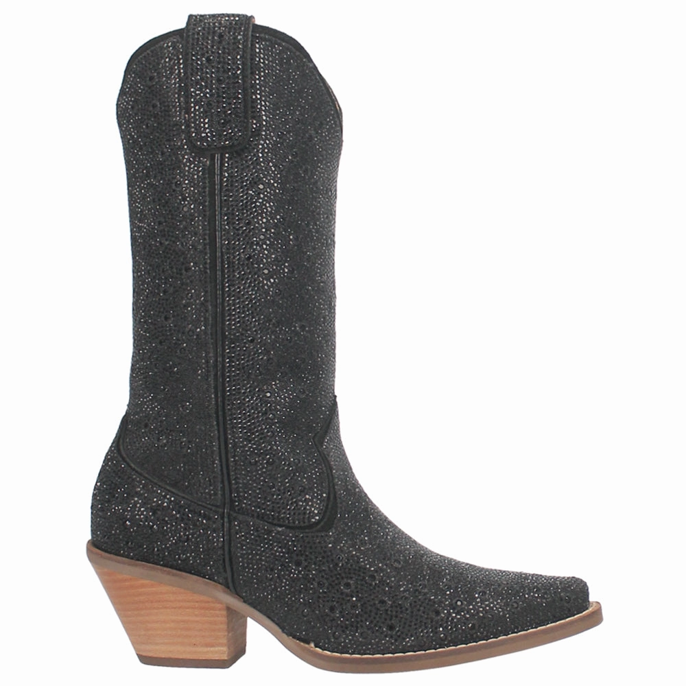 Airflow channels Ergonomic Footbed Shape Silver Dollar Rhinestone Round Toe Pull On Cowboy Boots