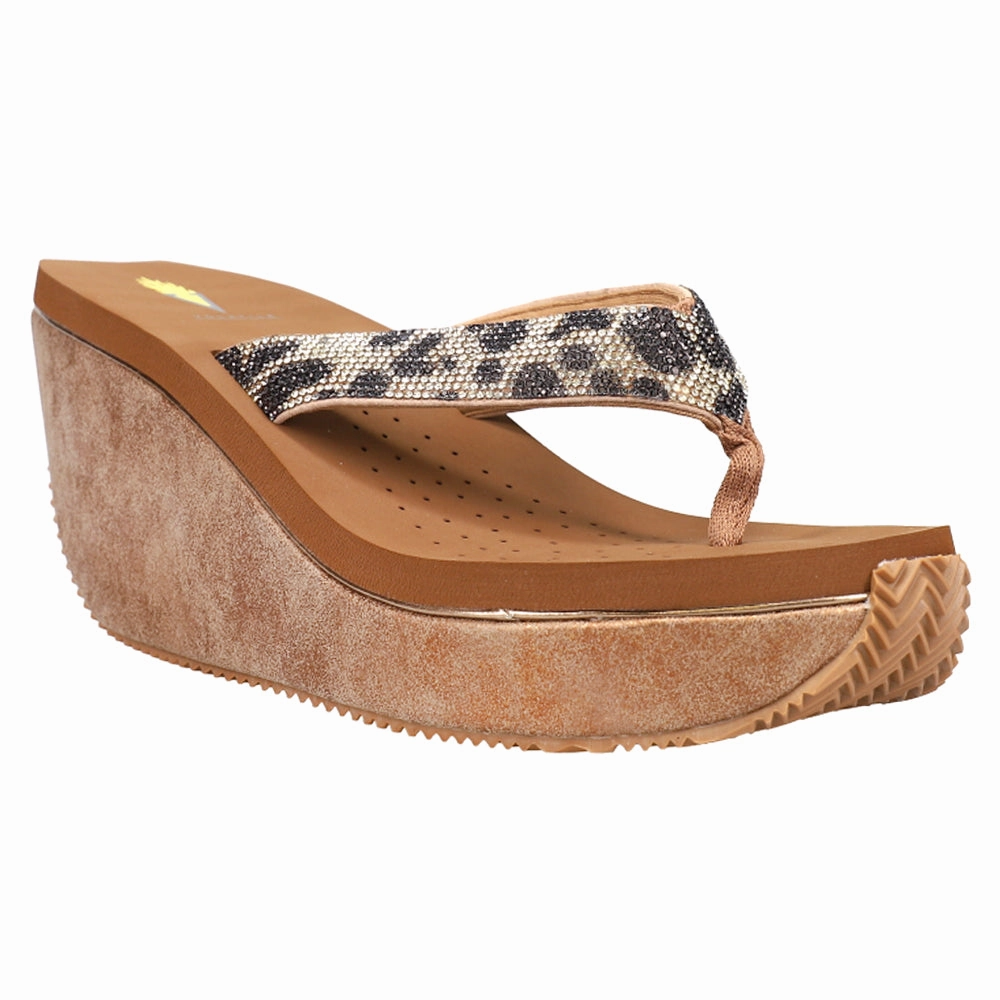 Glimpse Diamonte Rhinestone Cheetah Wedge Sandals Ultra-soft cushioning