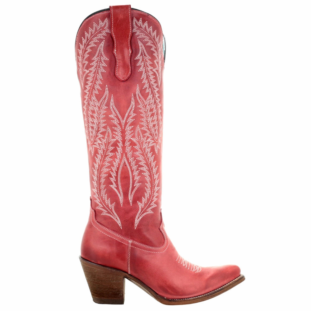 Rioja Red Embroidered Snip Toe Cowboy Boots Round - toe