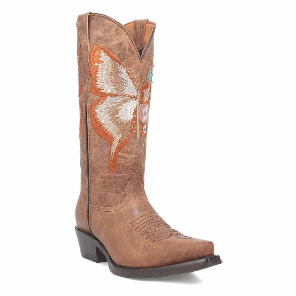 Flexible Groove Design Multi Density Sole Duchess Embroidered Snip Toe Pull On Cowboy Boots