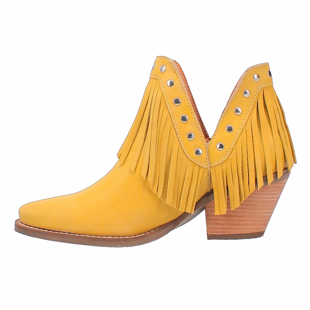 Durable Rubber Fine N' Dandy Fringe Studded Snip Toe Cowboy Booties