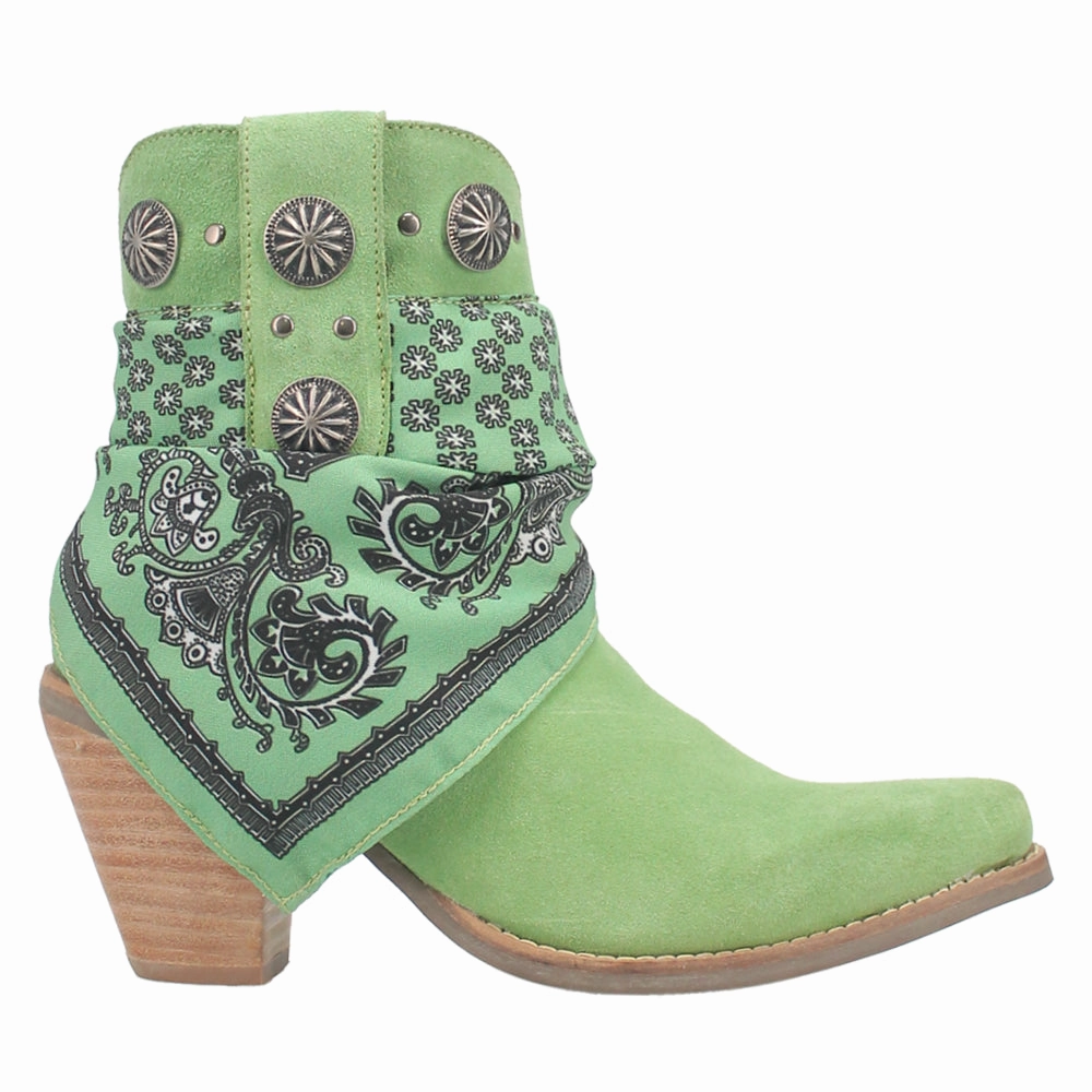 Bandida Paisley Studded Round Toe Cowboy Booties Abrasion Resistant Mesh machine - washable