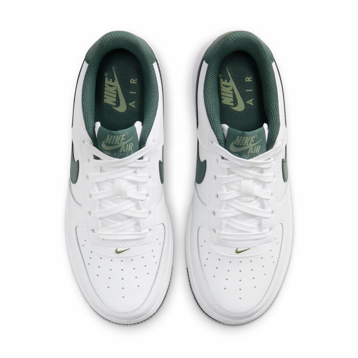 Kids Air Force 1 'White Green' Breathable mesh panel Built-in wear