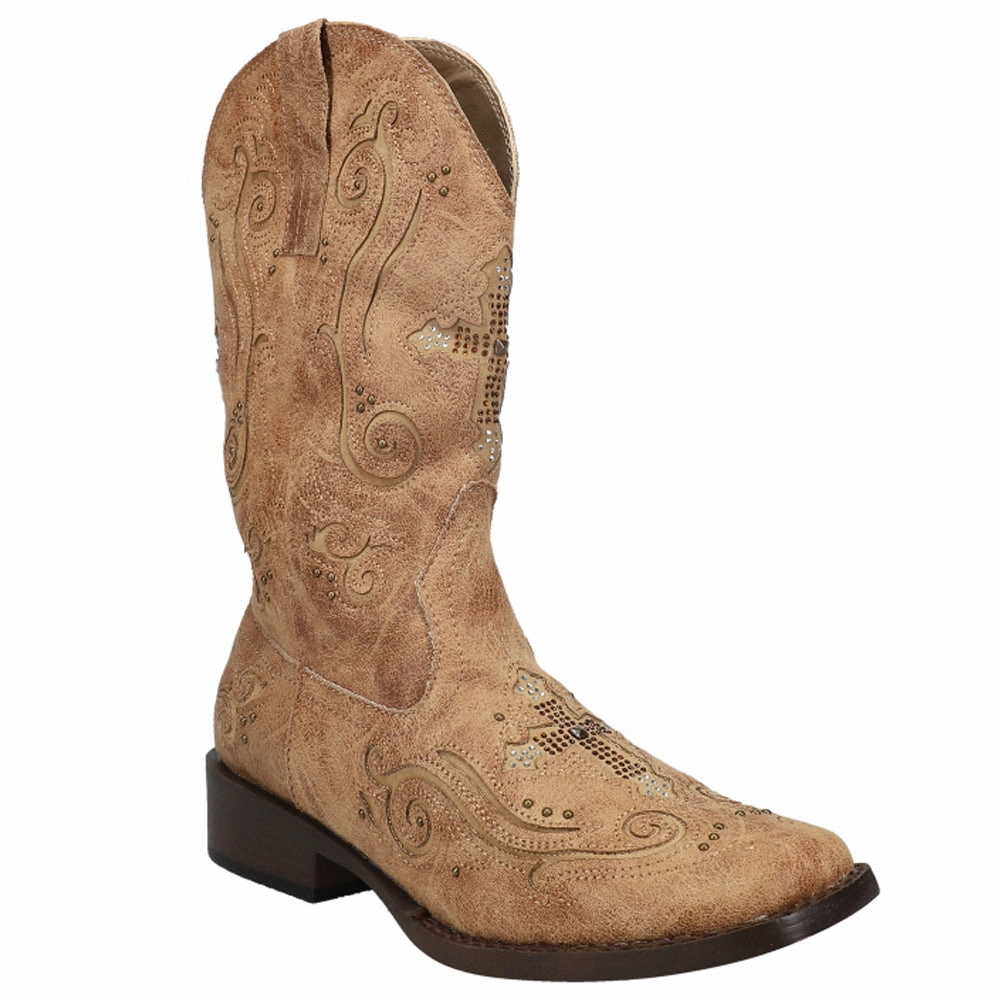 Faith Rhinestone Square Toe Cowboy Boots right - foot professional-grade